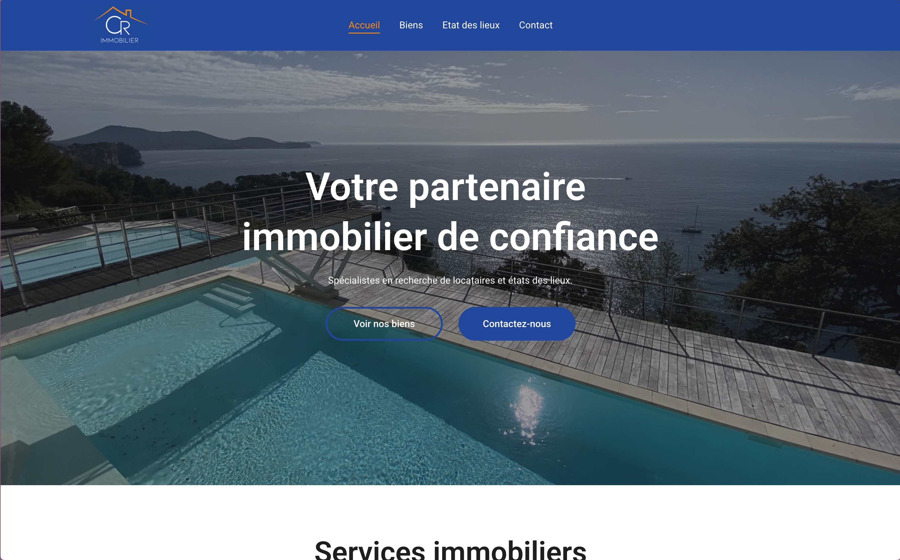 Site vitrine CR Immobilier — agence immobilière, développement web RushB